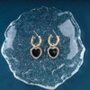 Boho Onyx Heart Drop Earrings Black Gemstone Heart Dangle Earrings