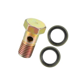 Motoforti Single Banjo Bolt Kit, M10x1.25 Length 26mm Metric Thread Turbo Brake Line Fitting Adapter Universal for Car Durable Metal Bronze Tone W/Washers Long-lasting