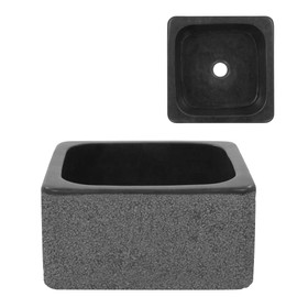 vidaXL Handmade River Stone Bathroom Sink 11.8"x11.8"x5.9" - Rustic, Robust, Natural Riverstone with Unique Color and Shape Variations, Black