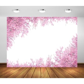 Loccor 9x6ft Fabric Pink Cherry Blossom Backdrop Spring Sakura Floral Frame Photography Background Valentine Day Wedding Birthday Bridal Shower Party Decor Photo Props