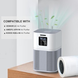 A1 Replacement Filter, Compatible with VEWIOR A1 Air Purifier HQSC-50, HQKJ-80 and AMEIFU AP01W, KOIOS HQKJ-50 Air Purifier, 3-in-1 True HEPA Replacement, H13 True HEPA fILTER, 2-PACK