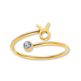 GD GOOD.designs Zodiac Sign Ring Gold with Zirconia Stone for Women – 18K Gold-Plated Women's Ring Made of 316L Stainless Steel | Ring Adjustable (Ring Size 52-60) and Waterproof – Includes Gift Box,