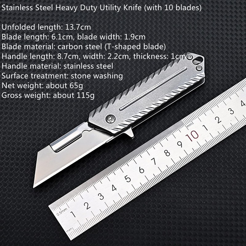 SZHOWORLD Stainless Steel Folding Utility Knife - Heavy Duty Box