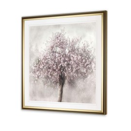 Renditions Gallery Nature Wall Art Paintings & Prints Mystic Pink Cherry Blossom Tree Gold Framed Artwork for Home Office Living Room - 30"X30" GA001