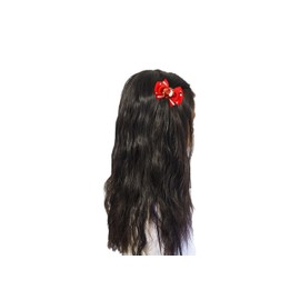 MeiMei Red Circle Spot Water Droplets Bauble Clown Nose Shape 3.25 inch Hair Bow Slide Barrette Alligator Hair Clip, Handmade Day Wear Hair Accessories, 1 Piece (Bauble, Double PW25 Bow, Clip)