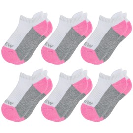 Sunew Baby Toddler Socks, Boys or Girls Kids 6 Pack Ankle Low Cut Athletic Cushioned Socks,White Pink 2-5 Years