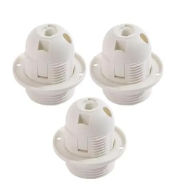 Keyless E26 Medium Base Phenolic Socket,TWDRTDD Industrial Retro US Standard Pendant Lamp Holder with Lampshade Collar Ring (3, White)