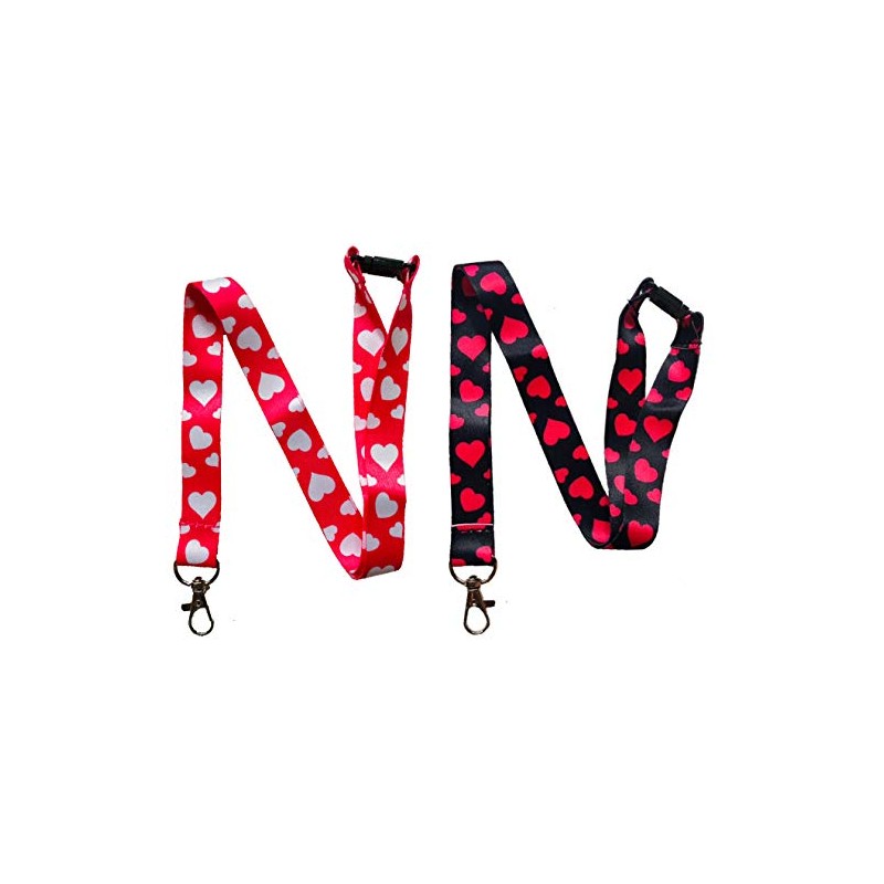 20mm Love Heart Neck Lanyard with Safety Breakaway (Black with