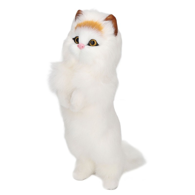 Furry Cat Figurine Realistic Simulated Adorable Lovely Decorative Plush Cat