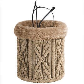 Mkono Glasses Holder for Nightstand Plush Lined Glasses Stand for Multiple Eyeglasses Boho Decor Eyeglass Case for Office (Brown)