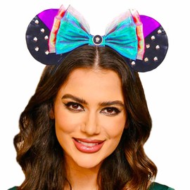 Edary Mouse Ears Headband with Bow Hair Band Festival Headband Nightclub Party Hair Accessories for Women