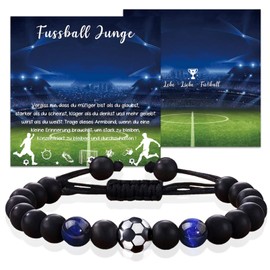 Football Gifts Boys, Football Bracelet Boys Gift Teenager Boy, Gift for Son Brother, Football Gifts for Boys, Gift Boy 5 6 7 8 9 10 11 12 Years, Obsidian