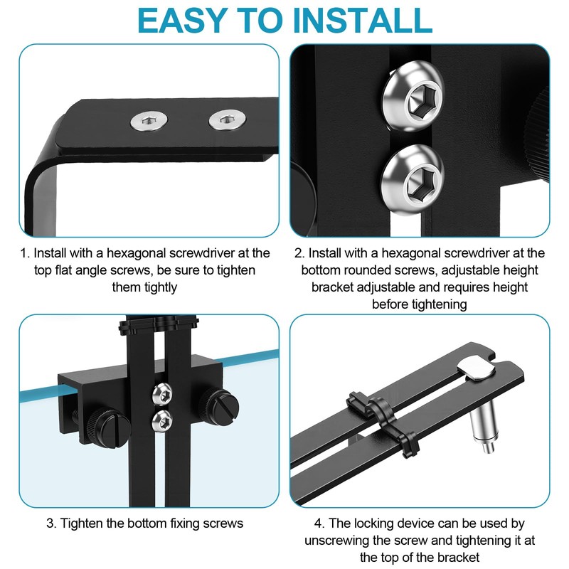 MEKOTRIN Adjustable Aquarium Light Bracket, Universal Aquarium Light Stand for