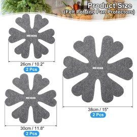 uxcell Pot and Pan Protectors, Set of 6 and 3 Different Size Anti-Slip Pan Dividers Pads Pot Separators Protectors for Stacking and Protecting Your Cookware (Floral, Grey)