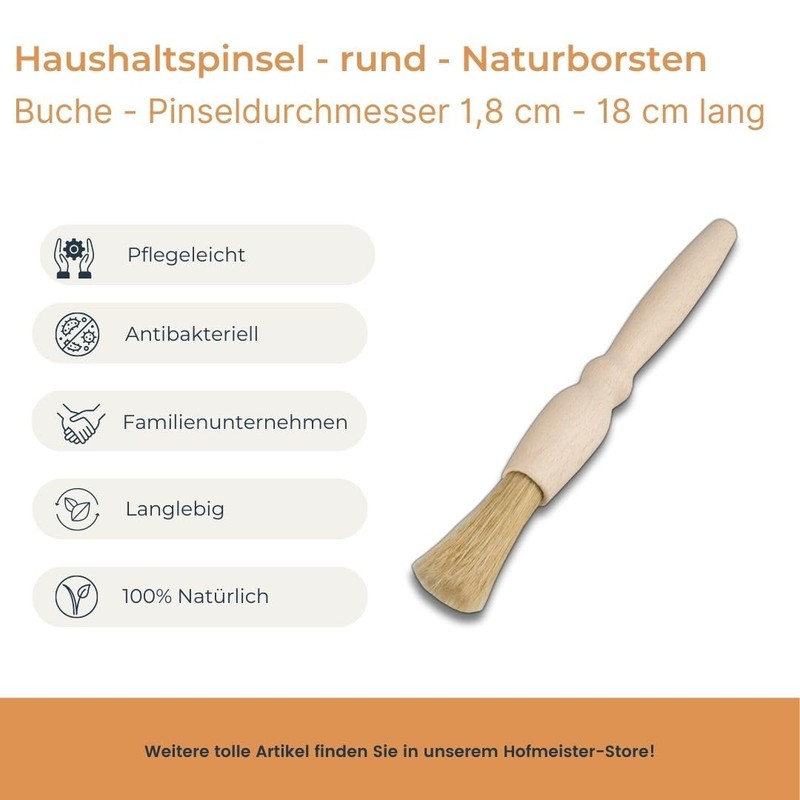 HOFMEISTER® Household Brush, Round, 18 x 1.8 cm, Beech Wood,