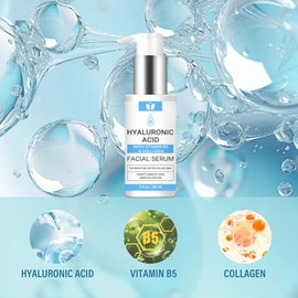 Suero Facial De Ácido Hialurónico Con Colágeno Y Vitamina B5. Hidratante, Redensificante Y Antiedad. Reduce Arrugas Y Líneas De Expresión. Retiene La 