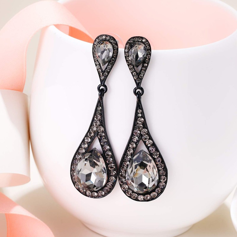 EVER FAITH Women's Earrings Austrian Crystal Elegant Dual Drop Stud