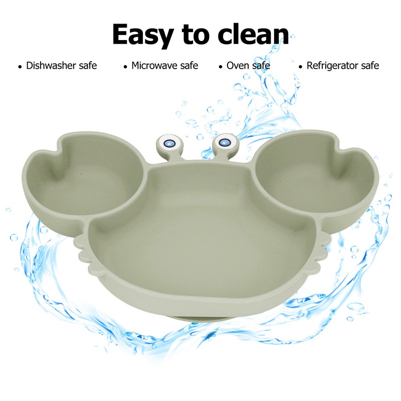 3pcs Toddler Divided Plate Set Silicone Baby Suction Plate Anti