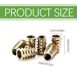 M8 Threaded Inserts for Wood, 25 PCS Hex Socket Drive Insert Screw-inZinc Alloy Threaded Rivet Screw Nuts For Wood Timber Furniture