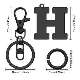 Initial Keychain for Women Anniversary Wedding Birthday Gift for Women Men Girlfriend Mom Friends Letter H Key Chain with Black Stainless Steel Keyring Graduation Gifts Initial Letter A-Z Keychain