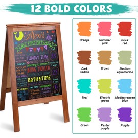 SAKEYR Liquid Chalk Markers for Chalkboard Signs,Blackboard,Windows,Water-Based, Non-Toxic, 12 Vibrant Colors Chalkboard Markers, 6mm Reversible Bullet/Chisel Tip Chalk Pens