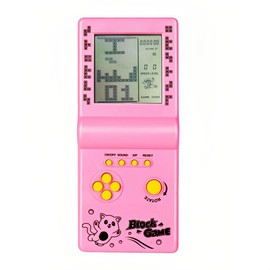 TAQY Retro Classic Block Game Console Multiple games Adjustable level/speed Handheld Porable console Brick game/racing/tank battle Puzzle game Electronic toys Children/friends (Pink)