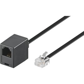 Goobay 68257 10 Meters Black RJ11/RJ14 Plug (6P4C) to RJ11 Female (6P4C) Modular Connection Cable