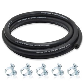 ZONBANG 3/16 Fuel Line, NBR Rubber 3/16 Fuel Hose Nylon Braided with Hose Clamps, Fuel Line Hose for Automotive Vehicles(5FT)