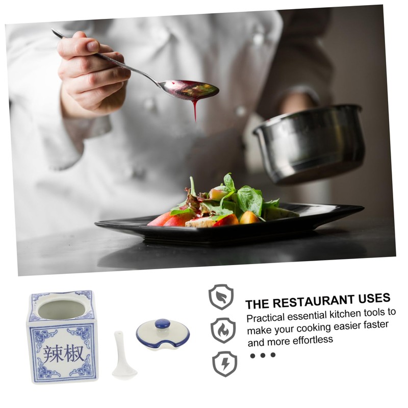 Ciieeo Ceramic Condiment Pot with Lid Creative Seasoning Holder for