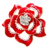 Navachi 18k Gold Plated Crystal Red Enamel Rose Flower Az7445b