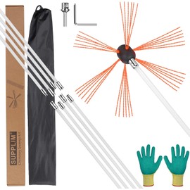 26FT Chimney Sweep Kit Chimney Cleaning Brush Kits with Extension Rod Extends Up Flexible Nylon Rods Electrical Drill Drive Sweeping Rotary Brushes Tool for Sweeping Fireplace (8Rods)