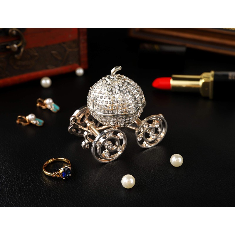 QIFU Pumpkin Carriage Series Enameled Trinket Box Hinged Decorative Collectible