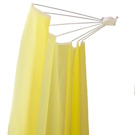 BAOYOUNI Foldable Wall Mounted Shower Curtain Rod Space Saver Stainless Steel Fan-Shaped Bath Curtain Holder Rail 34.65''