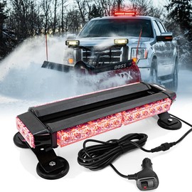 FOXCID 14.5'' 30 LED Emergency Strobe Rooftop Flashing Light Bar, Double Side Hazard Warning Beacon Safety Lights w/Magnetic for Tow Vehicles Firefighter Cars Trucks Traffic Security, Red