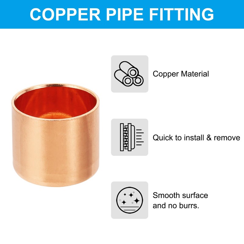 PATIKIL 5pcs 3/4" Copper Tube End Caps Copper Plumbing Connection
