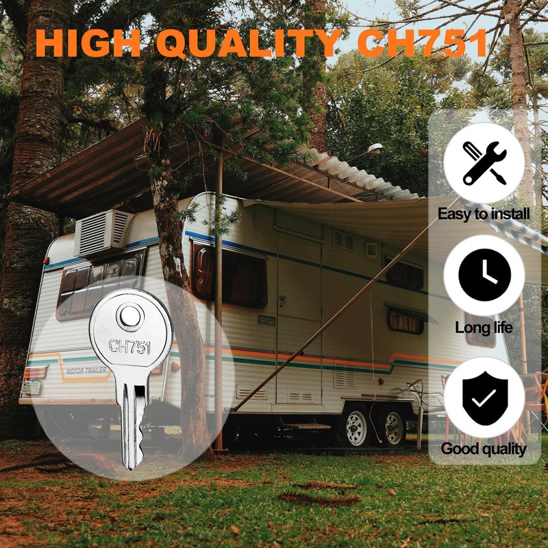 CH751 RV Keys for RV Campers Cabinets Push Locks, Spare