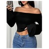 SOLY HUX Women's Long Bell Sleeve Crop Top Off The
