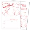 ukebobo 20 Pink Bow Birthday Party Invitations, Cute Minimalist Birthday
