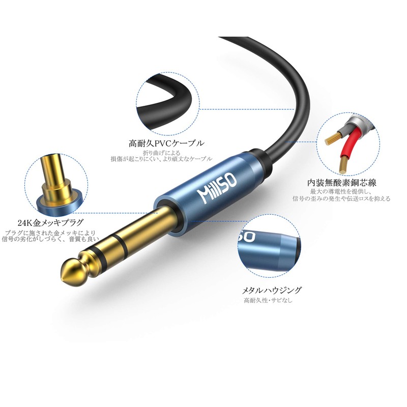 MillSO Standard Plug Mini Plug Converter Dual Splitter Cable 3.5mm