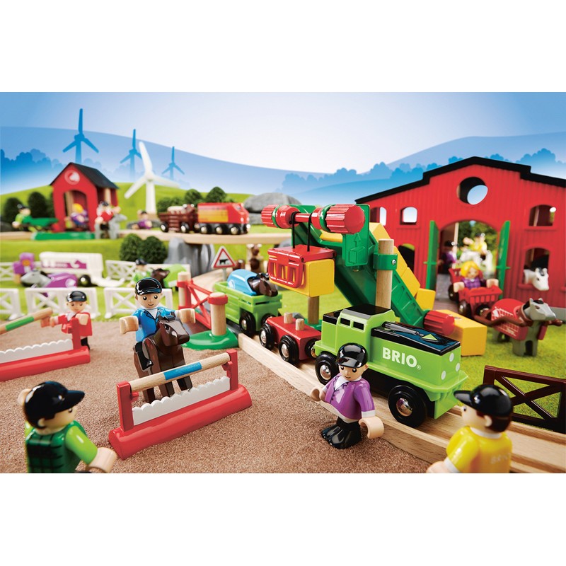 BRIO 33795 - Pferde-Parcours, 7-teilig, Bauernhof Tiere