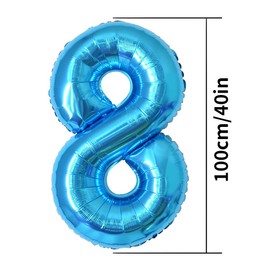 Partyhausy Geburtstag zahlen luftballon 8 jahre | Folienballon 8 XXL Blau-Riesen Folienballon in 40" - 101cm Geburtstagsdeko - Ballon Zahl Deko zum Geburtstag - fliegt mit Helium