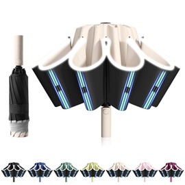 FANSEZQ Windproof Inverted Umbrella with 40 Ribs, Umbrella Automatic Opening / Closing Diameter 105 cm - For Men and Women, wood rice