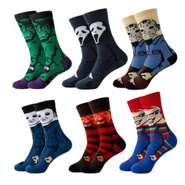 Unisex 1 Pair TV Cinema Scary Horror Characters Novelty Socks One Size UK 6-10 EU 40-45 (UK, Numeric, 6, 10, Regular, Regular, Chucky)