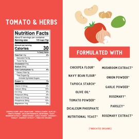 Serenity Kids 6+ Months Grain Free Puffs Toddler & Baby Snack | Free from grains, gluten, nuts, & rice | Allergen Free | Made with organic veggies, legumes, & olive oil | Tomato & Herbs Organic Grain Free Puffs | 6 Count