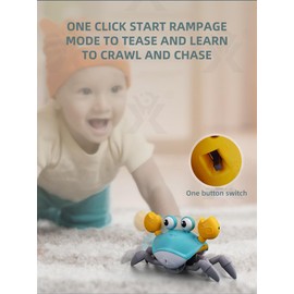 Crawling Crab Baby Toy, Infant Tummy Time Baby Toy with Music, Lights and Obstacle Avoidance for Learning, Crawling, Walking and Motor Skills Development.