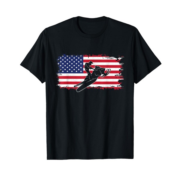 American Flag Snowmobile Apparel - Snowmobile T-Shirt