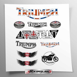 Stickersland | Sticker Set Compatible with Triumph Frame Fairings (White Background) | Personal, Private and Decorative Use | Motorcycle Frame Trim Stickers