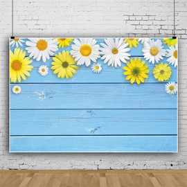 Qinunipoto Photography Photography Backdrop 2.1m x 1.5m Photography Paper Photography Background Cloth Photography Background Board Blue Wood Plank Chrysanthemum Lover Photo Wedding Background