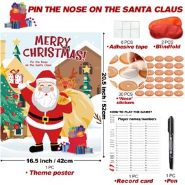 PARTYLOUD Pin The Nose on The Santa Claus, Christmas Party Games, Christmas Holiday Party Games Supplies for Kids Families Adult Groups