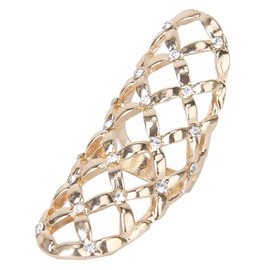 CJESLNA Fashion Punk Style Rhinestone Hollow Fingers Ring-Golden